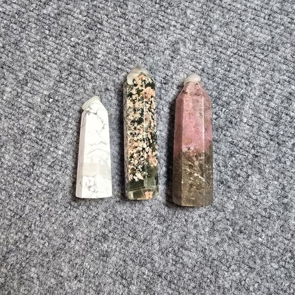 Other - Lot of 3 Rhodonite, Jasper, Howlite Column Tower Pillars - USA